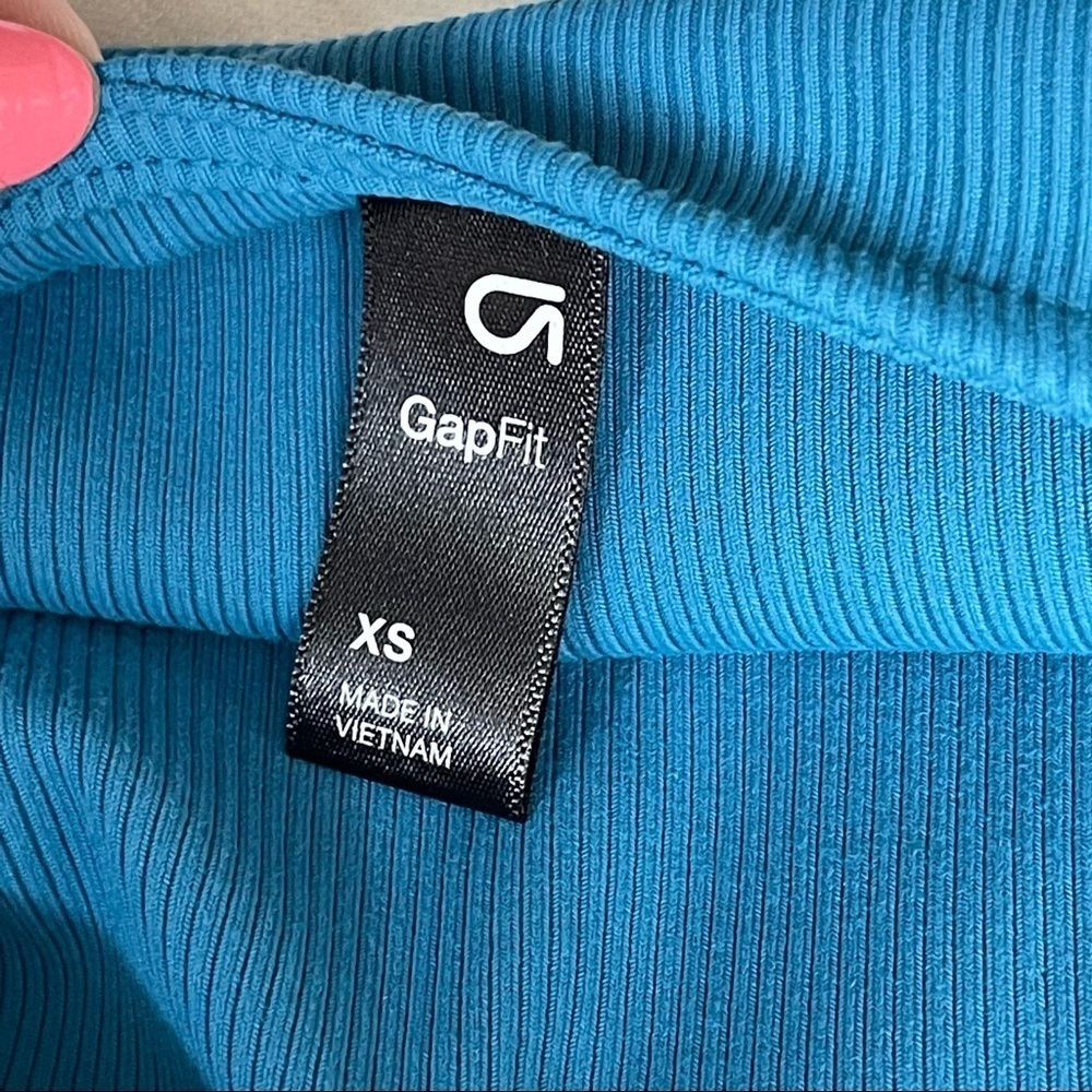 GAPFIT Rib Long Sleeve Wrap Front Slate Teal - Picture 3 of 7